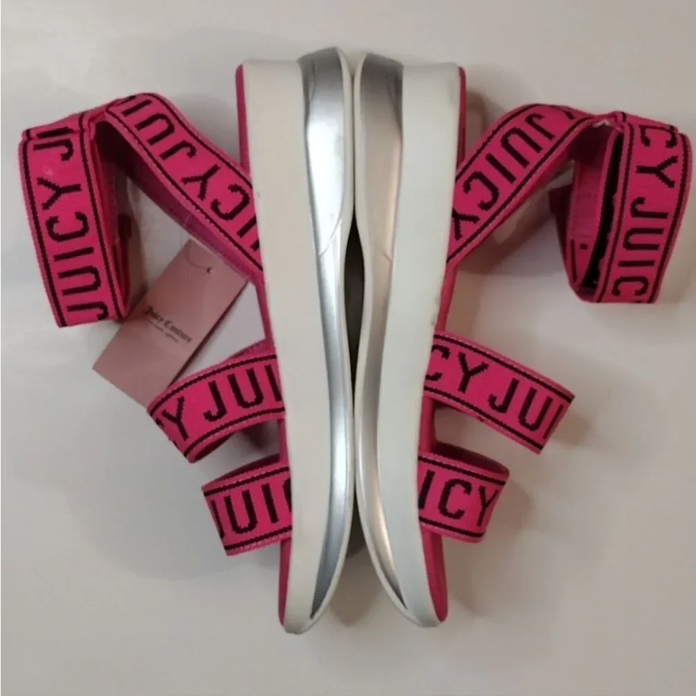 Juicy Couture Hot Pink Impulse SZ 8 Strappy Hook &‎ Loop Platform Sandals NWT